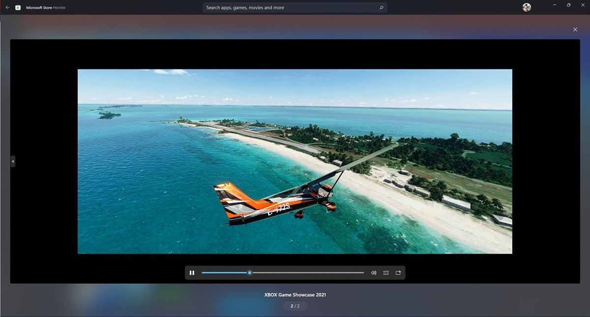 Game trailer on the Microsoft Store