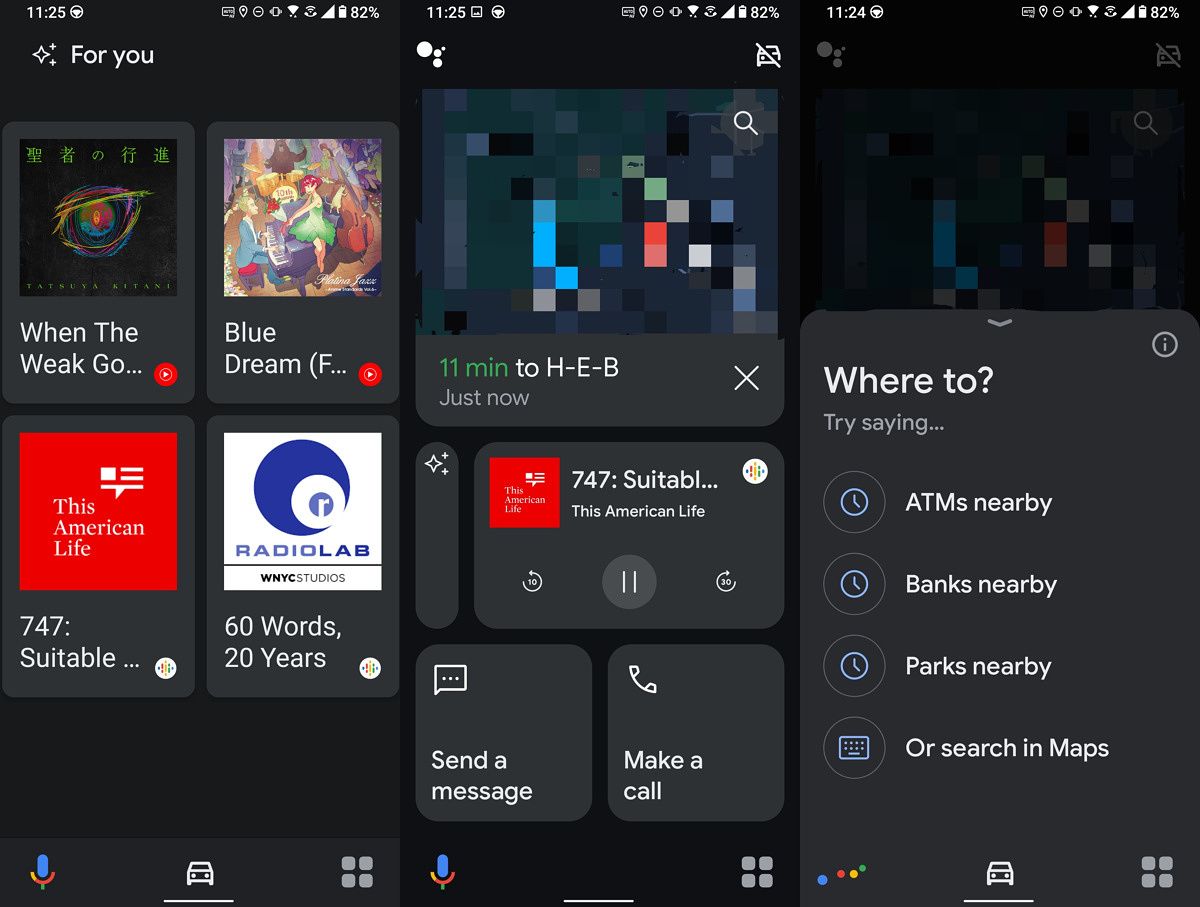 Google Assistant driving mode homescreen