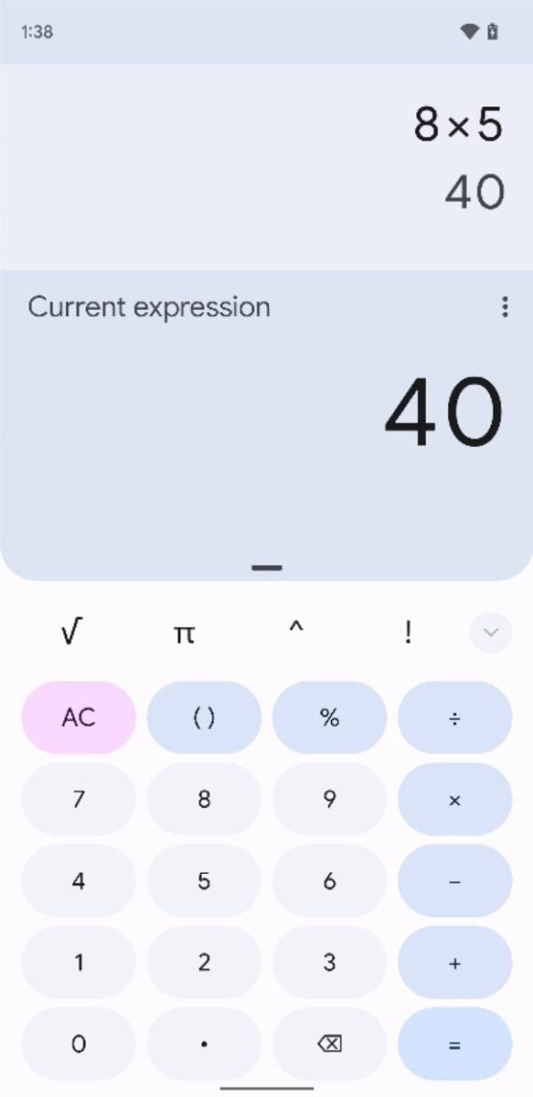 Expanded view in Google Calculator 8.0