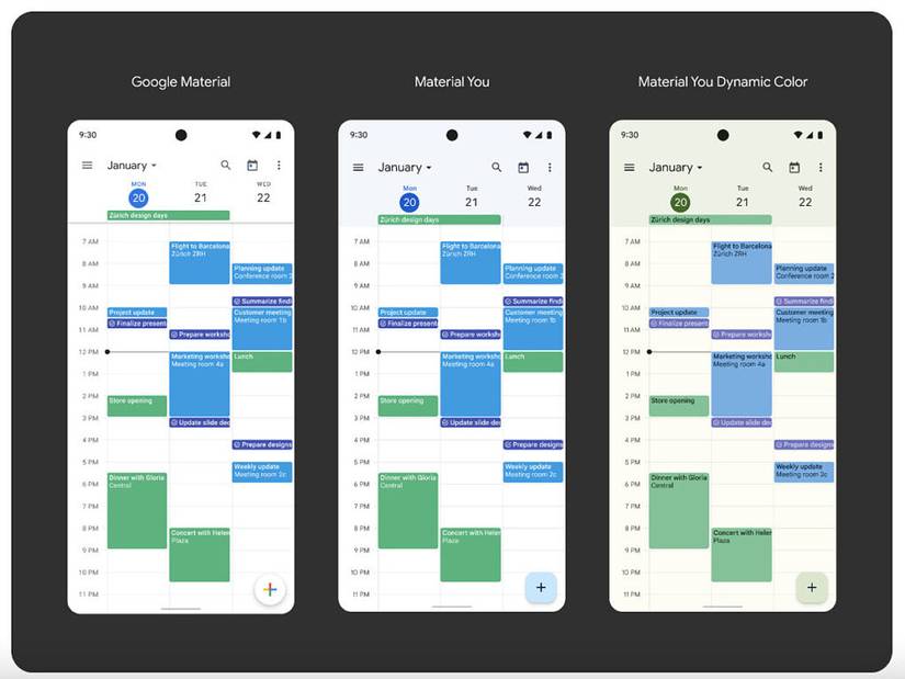Material You theming in Google Calendar