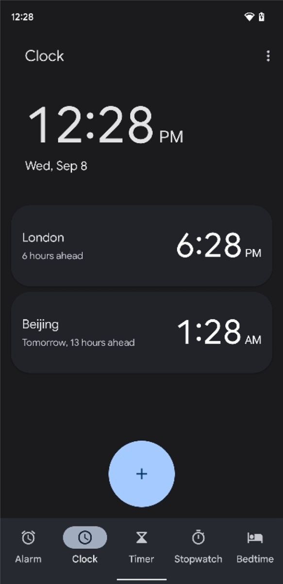 Clock tab in Google Clock 7.0