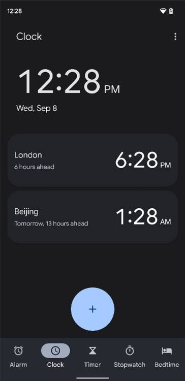 Clock tab in Google Clock 7.0