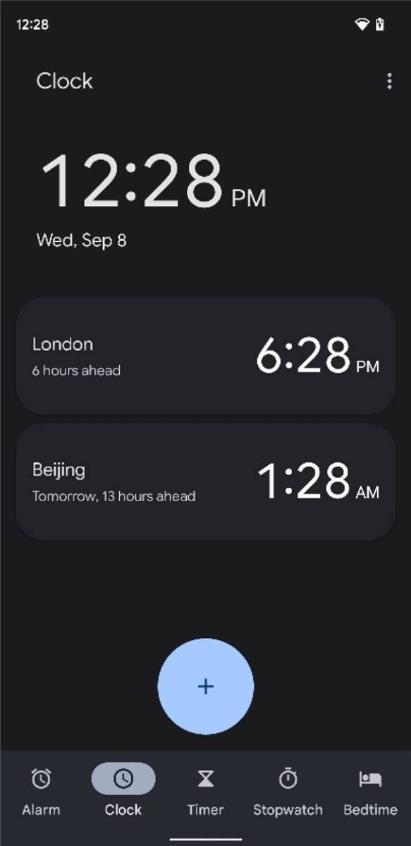 Clock tab in Google Clock 7.0