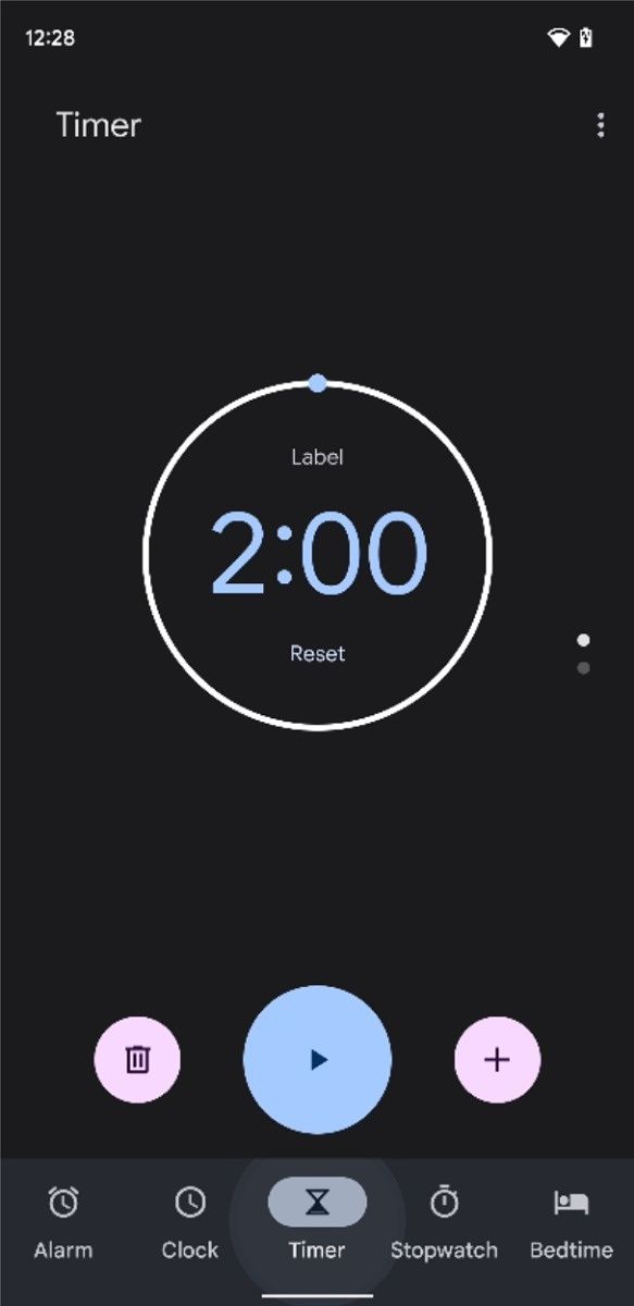 Timer tab in Google Clock 7.0