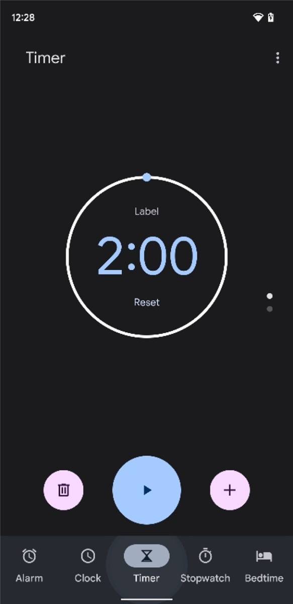 Timer tab in Google Clock 7.0