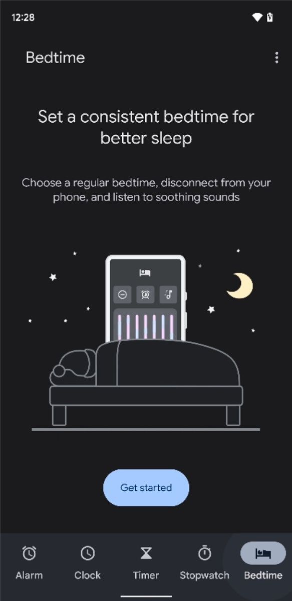 Bedtime tab in Google Clock 7.0