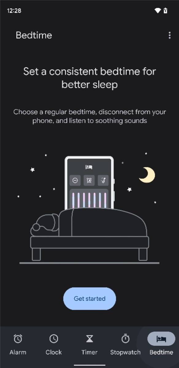Bedtime tab in Google Clock 7.0