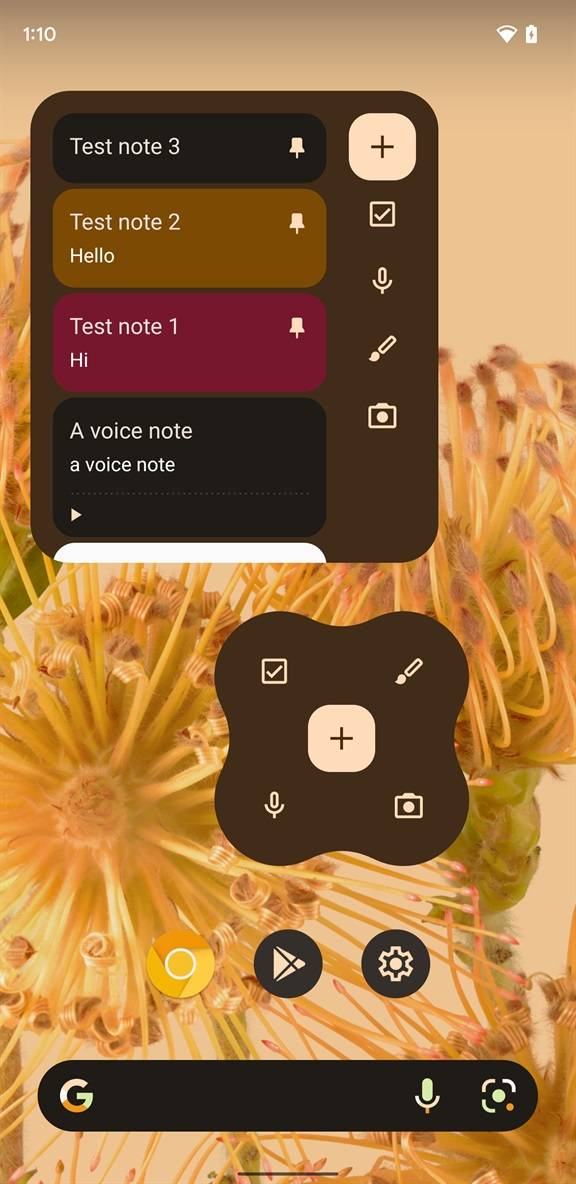Google Keep new Material You dark themed widget options