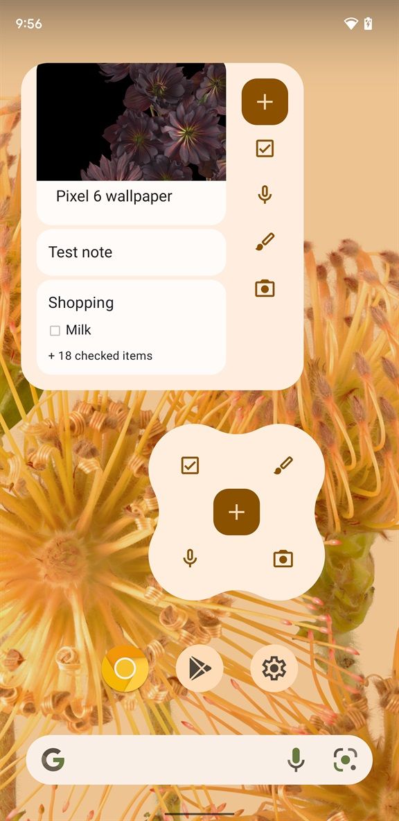 Google Keep new Material You light themed widget options