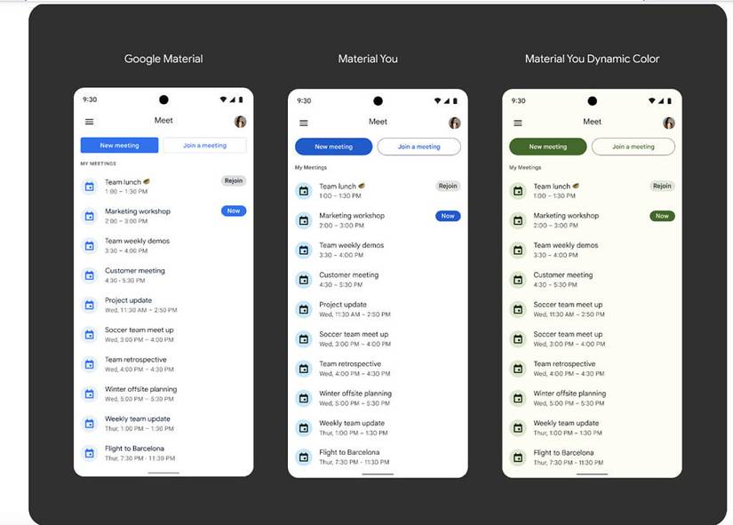 Google Meet Material You design