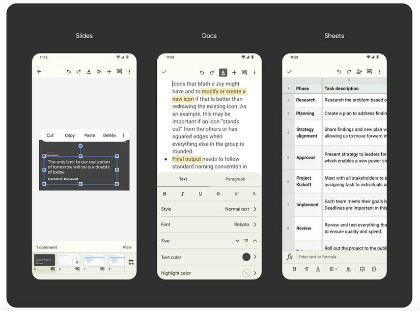 Material You theming in Google Slides, Google Docs, and Google Sheets