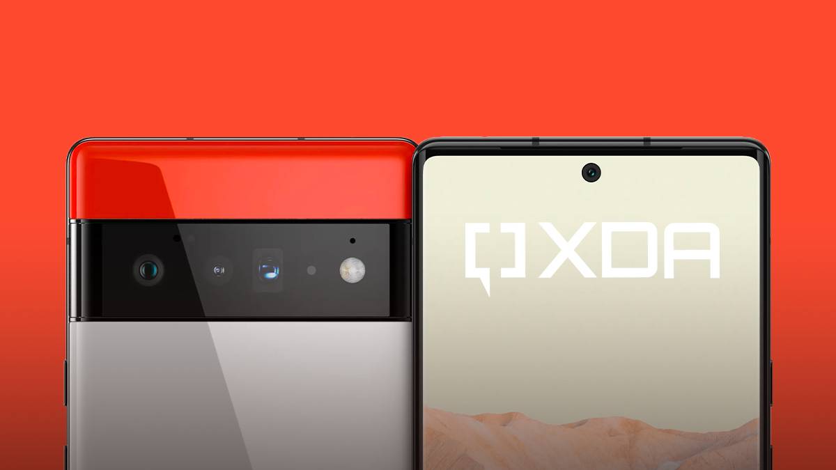 Pixel 6 Pro render on orange background