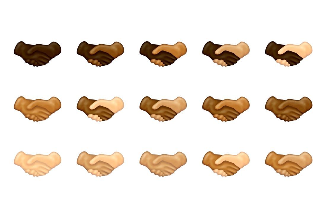 Handshake emoji with various skin tones