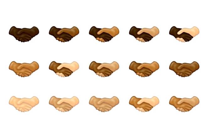 Handshake emoji with various skin tones