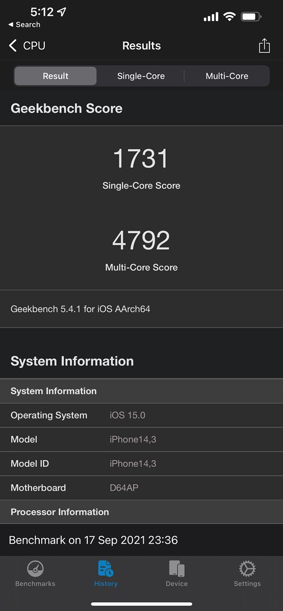 iPhone 13 Pro Max Geekbench scores