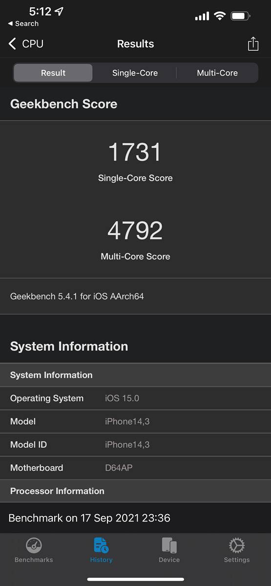 iPhone 13 Pro Max Geekbench scores