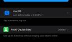 screenshot of WhatsApp multi-device beta on stable iOS version
