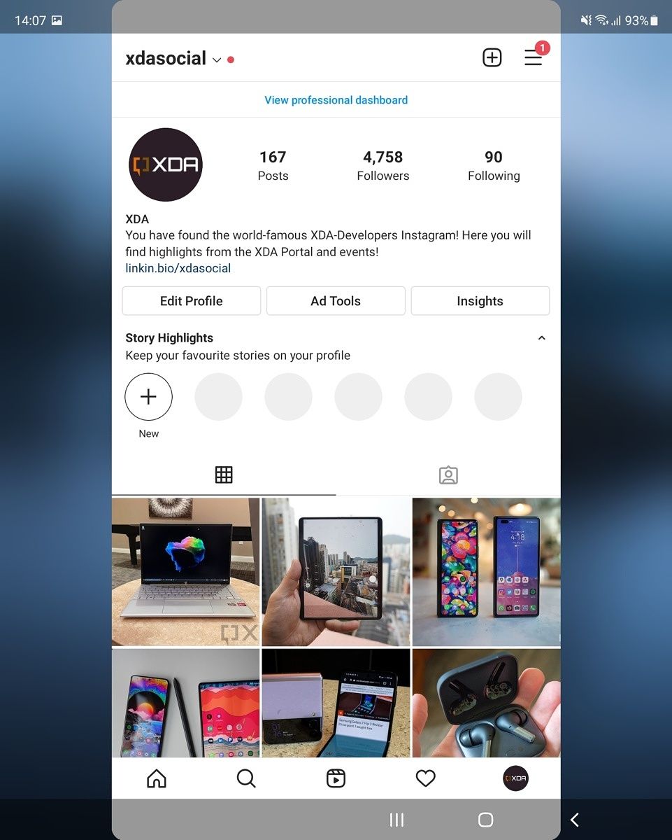 Instagram in default 16:9