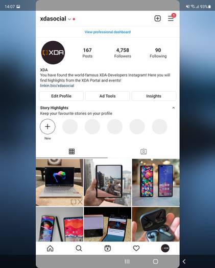 Instagram in default 16:9