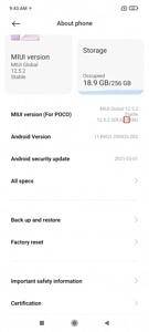 About phone screen showing MIUI version 