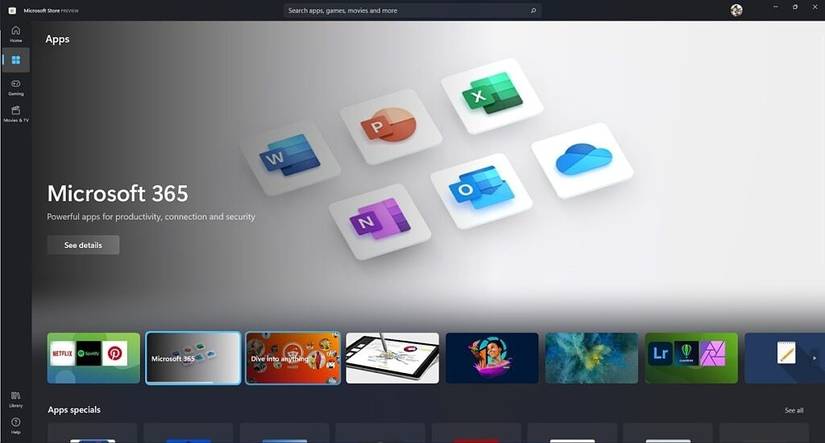 Banner and carousel on the Windows 11 Microsoft Store