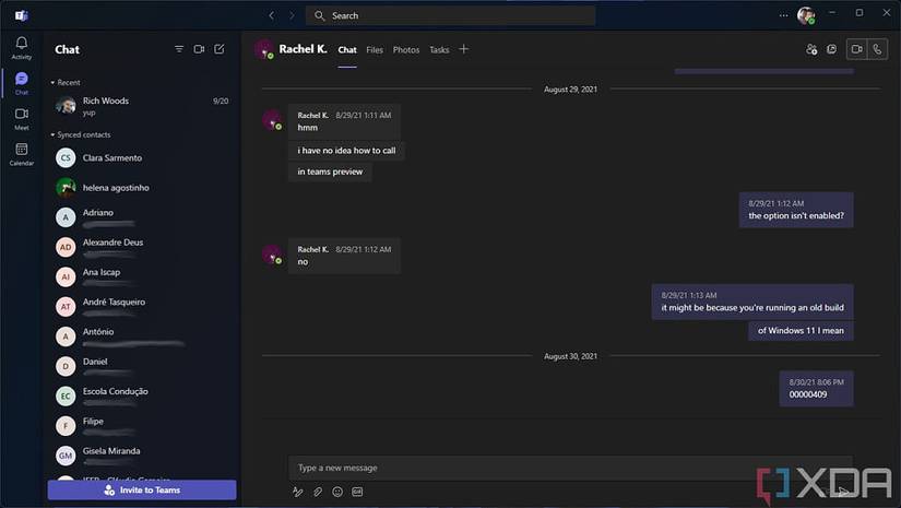 Screenshot of Microsoft Teams app in Windows 11