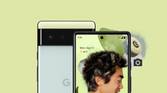 Pixel 6 close-up with green background