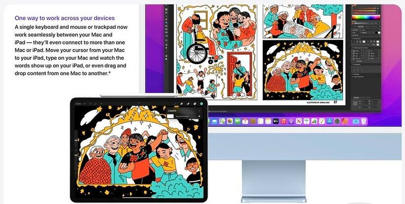 Mac and iPad side by side using the same controls