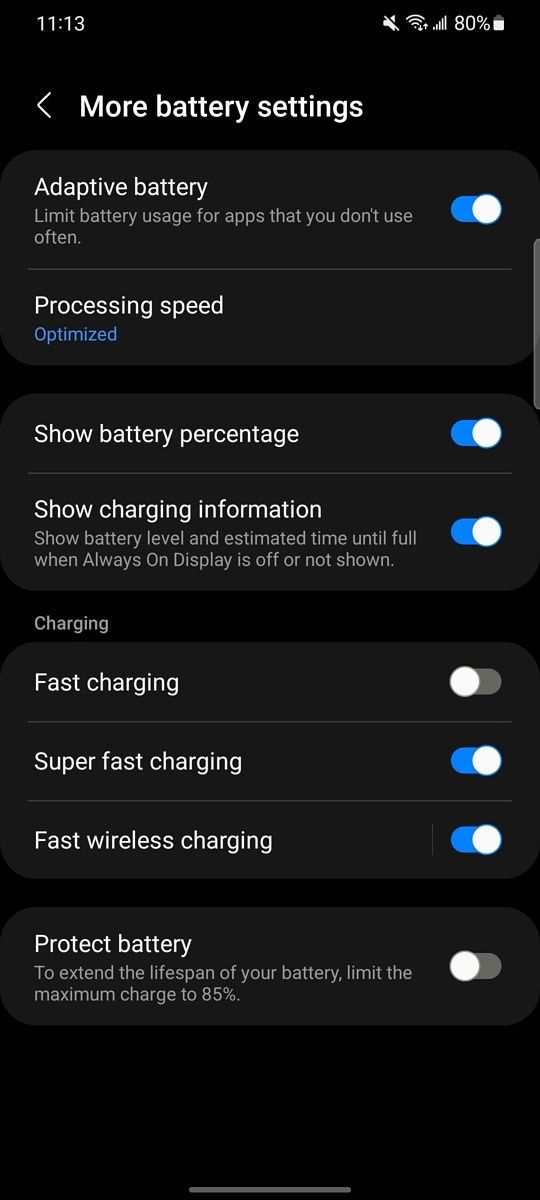 Option to limit charging to 85%