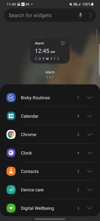 Samsung One UI 4.0 widgets