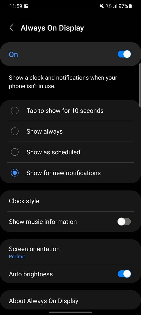 Samsung One UI 4.0 always on display for new notifications