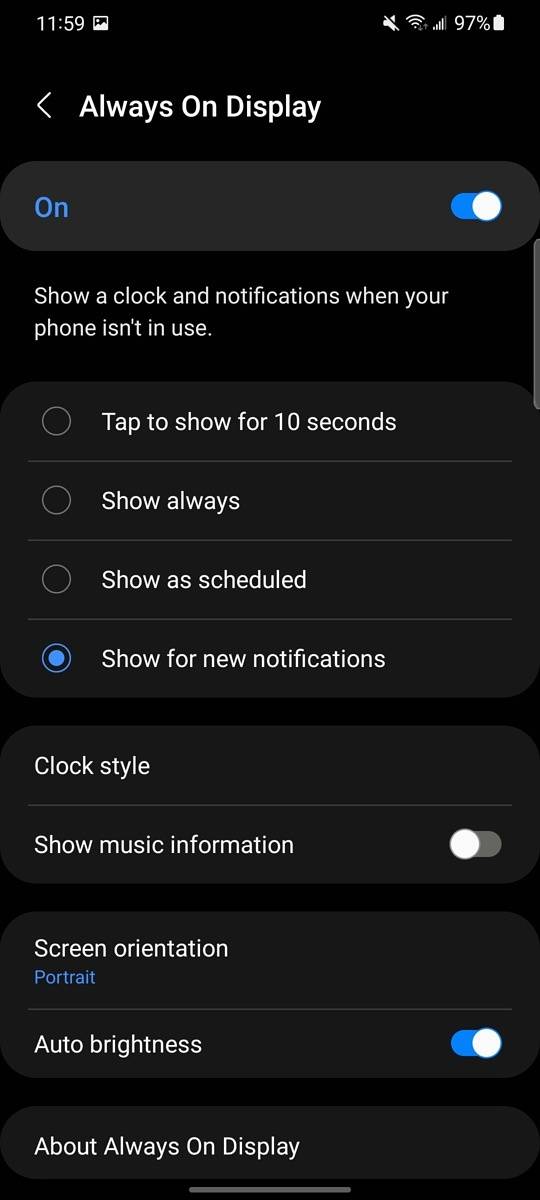 Samsung One UI 4.0 always on display for new notifications