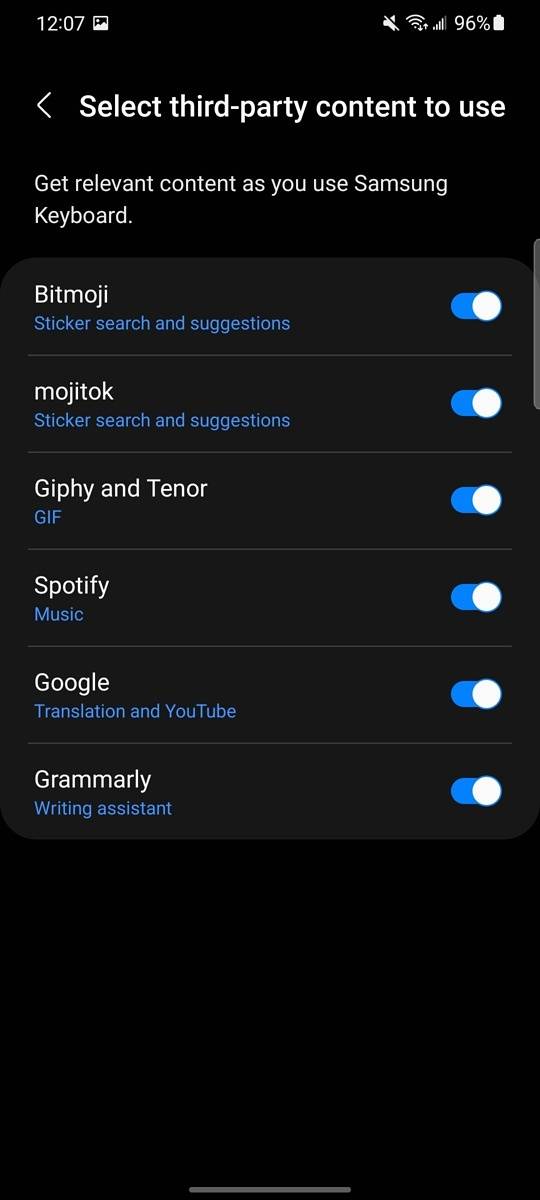 Samsung One UI 4.0 Samsung keyboard Grammarly