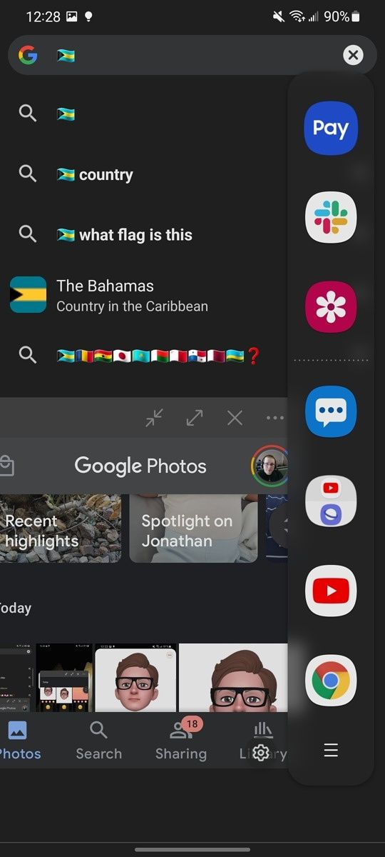 Use edge panels with picture in picture