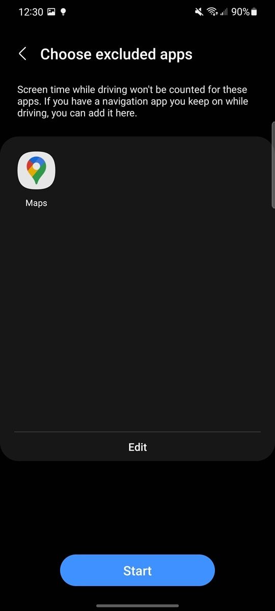 Apps excluded in driving monitor