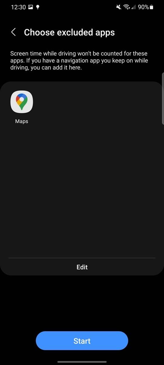 Apps excluded in driving monitor