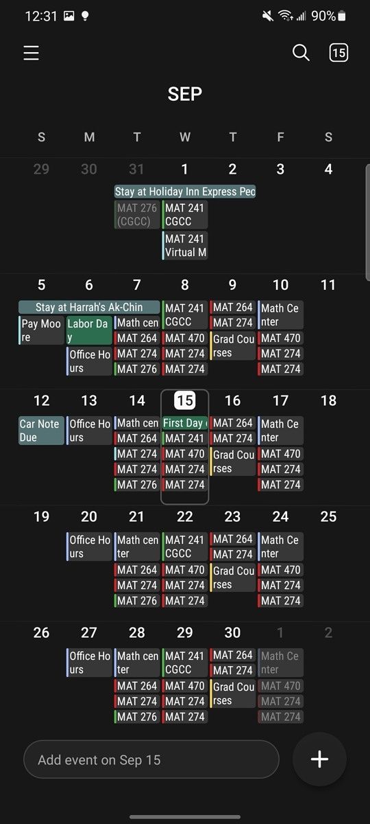 Calendar layout