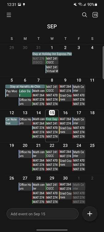 Calendar layout