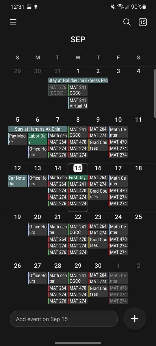 Calendar layout