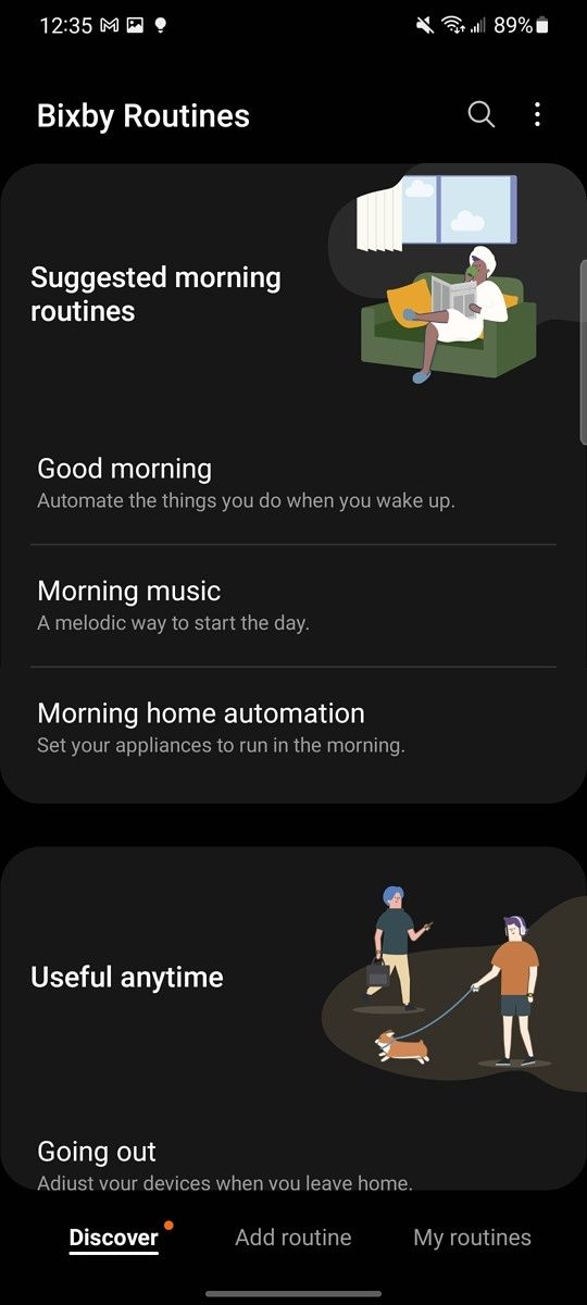 Bixby routines page