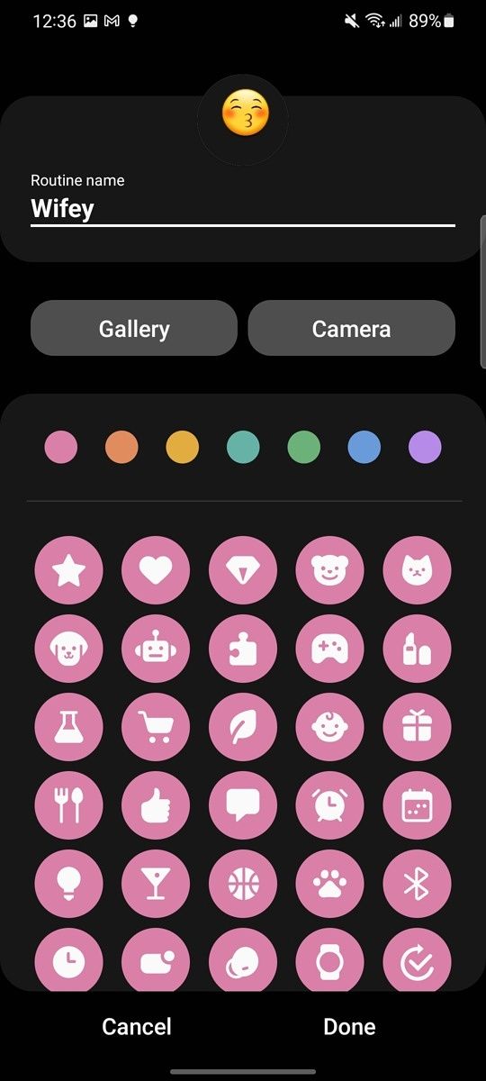 Wifey routine with custom icon