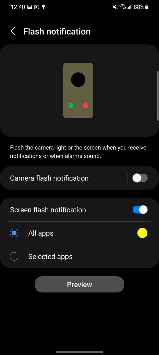 Turn on flash notifications