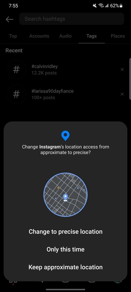 Instagram precise location permission issue