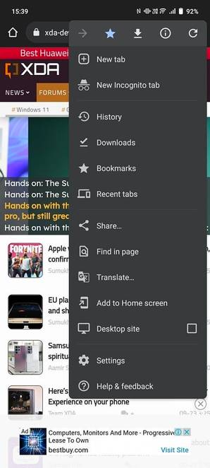 How to take a full page screenshot in Google Chrome for Android