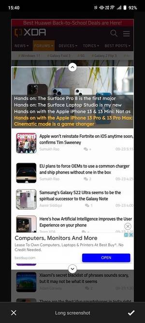 How to take a full page screenshot in Google Chrome for Android