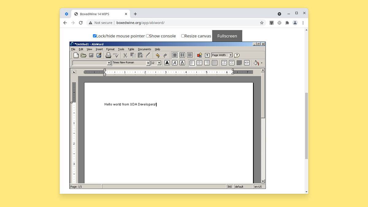 Windows applications like AbiWord running on Boxedwine