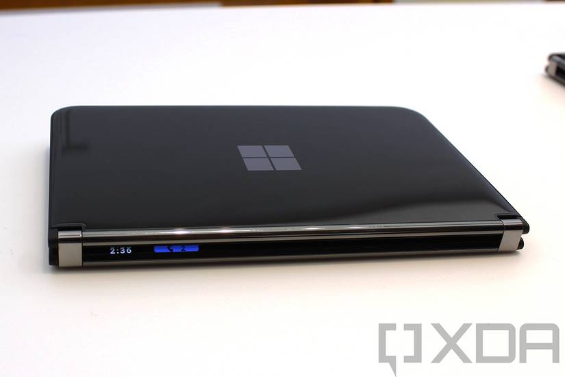 Surface Duo 2 with Glance display lit up