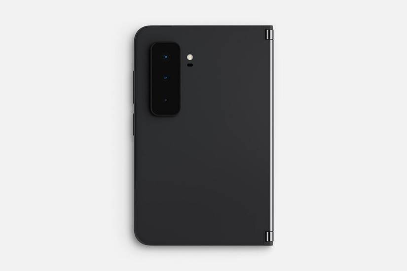 Surface Duo 2 back with camera module on gray background