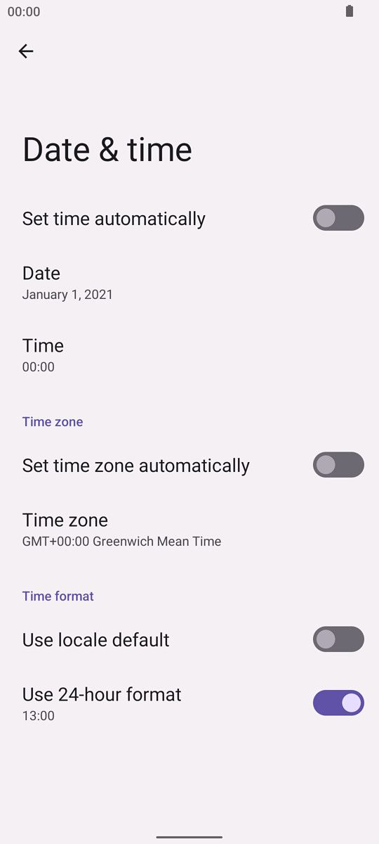 Lavendar accent color in settings