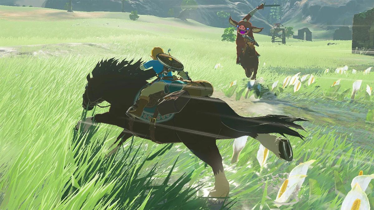 Riding a horse in The Legend of Zelda: Breath of the Wild